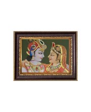 Sri Radha Krishna Digital Print Photo 6.7x8.7 inches - Vibrant Religious Desk And Wall Art for Home , Office and Temple Decor and Gifting.