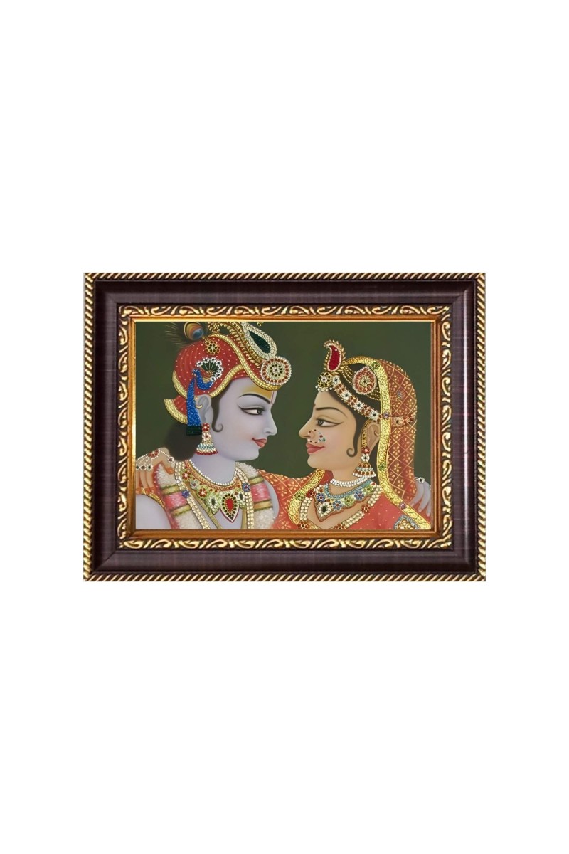 Sri Radha Krishna Digital Print Photo 6.7x8.7 inches - Vibrant Religious Desk And Wall Art for Home , Office and Temple Decor and Gifting.