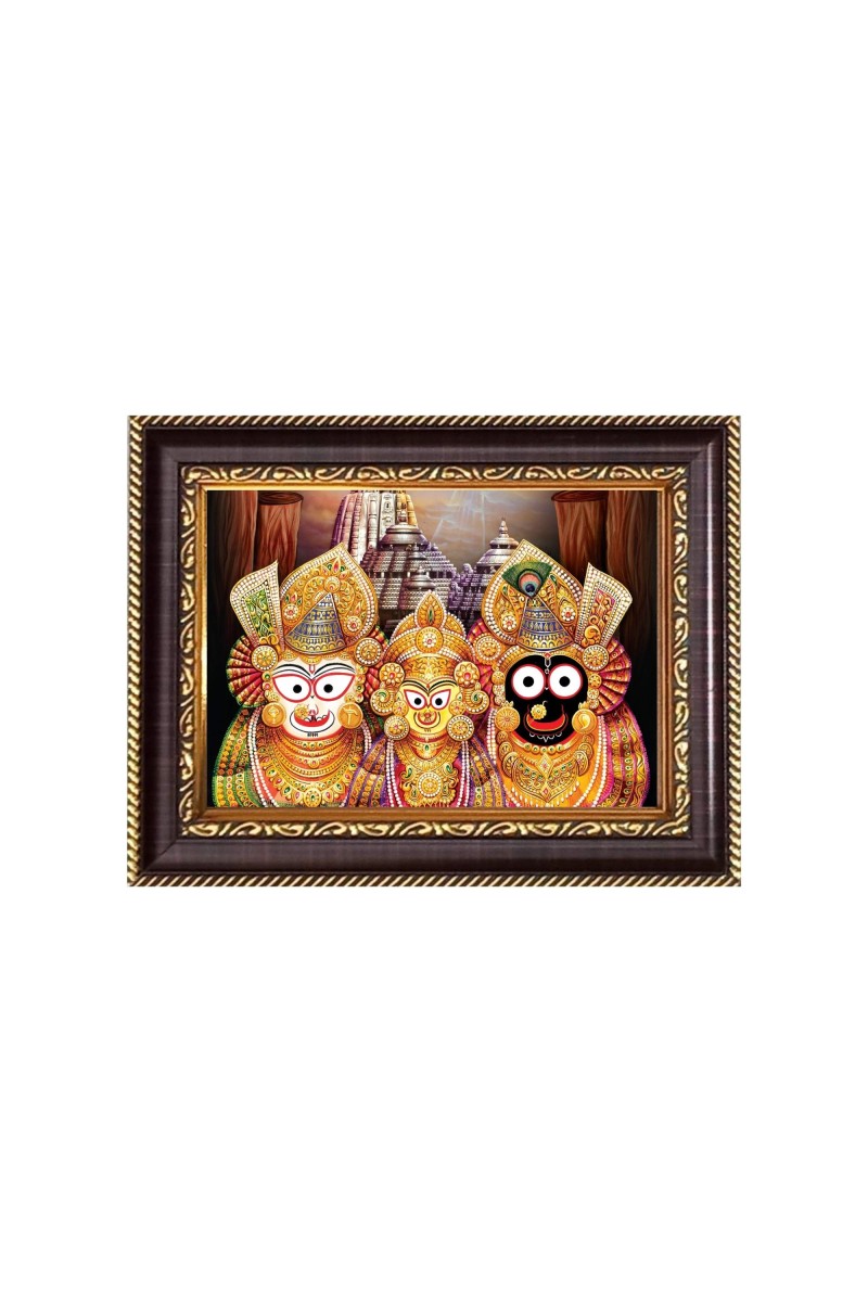 Sri Jagannath, Subhadra and Balaram Digital Print Photo 6.7x8.7 inches - Vibrant Religious Desk And Wall Art for Home , Office and Temple Decor and Gifting.