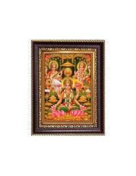 Sri Laxmi  Mata, Saraswati  Mata & Sri Ganeshji Digital Print Photo 6.7x8.7 inches - Vibrant Religious Desk And Wall Art for Home , Office and Temple Decor and Gifting.