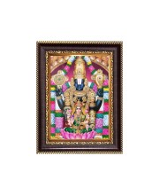 Lord Perumal with Lakshmi Mata Digital Print Photo 6.7x8.7 inches - Vibrant Religious Desk And Wall Art for Home , Office and Temple Decor and Gifting.