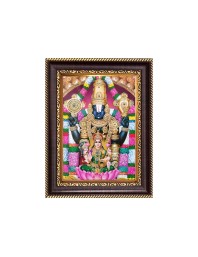 Lord Perumal with Lakshmi Mata Digital Print Photo 6.7x8.7 inches - Vibrant Religious Desk And Wall Art for Home , Office and Temple Decor and Gifting.