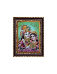 Sri Radha Krishna Digital Print Photo 6.7x8.7 inches - Vibrant Religious Desk And Wall Art for Home , Office and Temple Decor and Gifting.