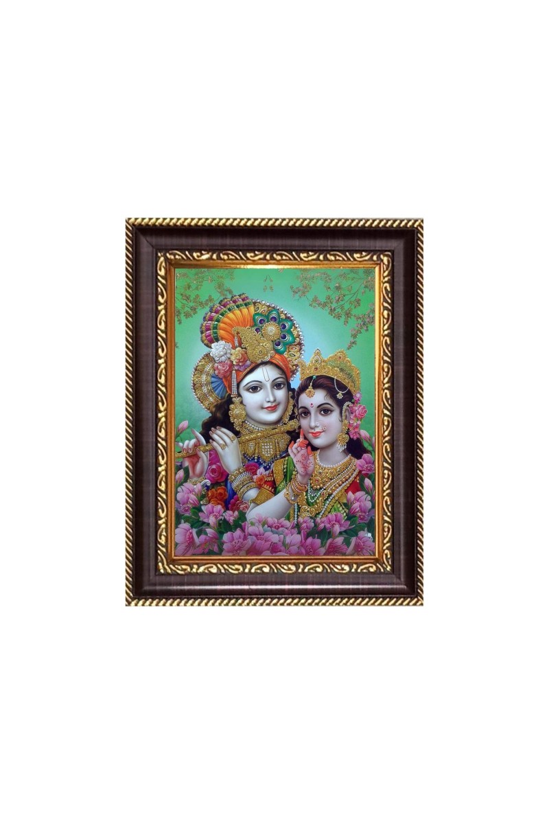 Sri Radha Krishna Digital Print Photo 6.7x8.7 inches - Vibrant Religious Desk And Wall Art for Home , Office and Temple Decor and Gifting.