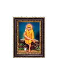 Sri Sai Baba Digital Print Photo 6.7x8.7 inches - Vibrant Religious Desk And Wall Art for Home , Office and Temple Decor and Gifting.