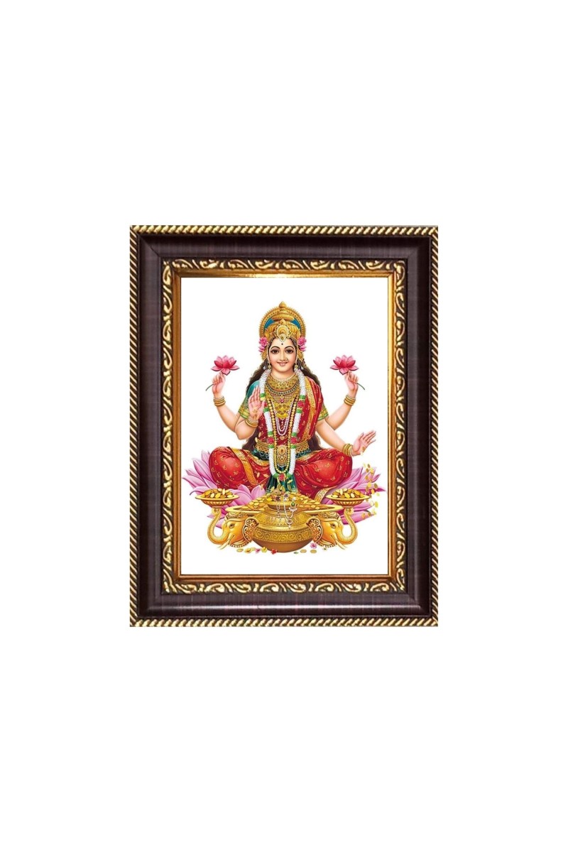 Sri Maa Lakshmi Digital Print Photo 6.7x8.7 inches - Vibrant Religious Desk And Wall Art for Home , Office and Temple Decor and Gifting.