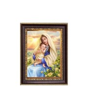 Mother Mary and Baby Jesus Digital Print Photo 6.7x8.7 inches - Vibrant Religious Desk And Wall Art for Home , Office and Temple Decor and Gifting.
