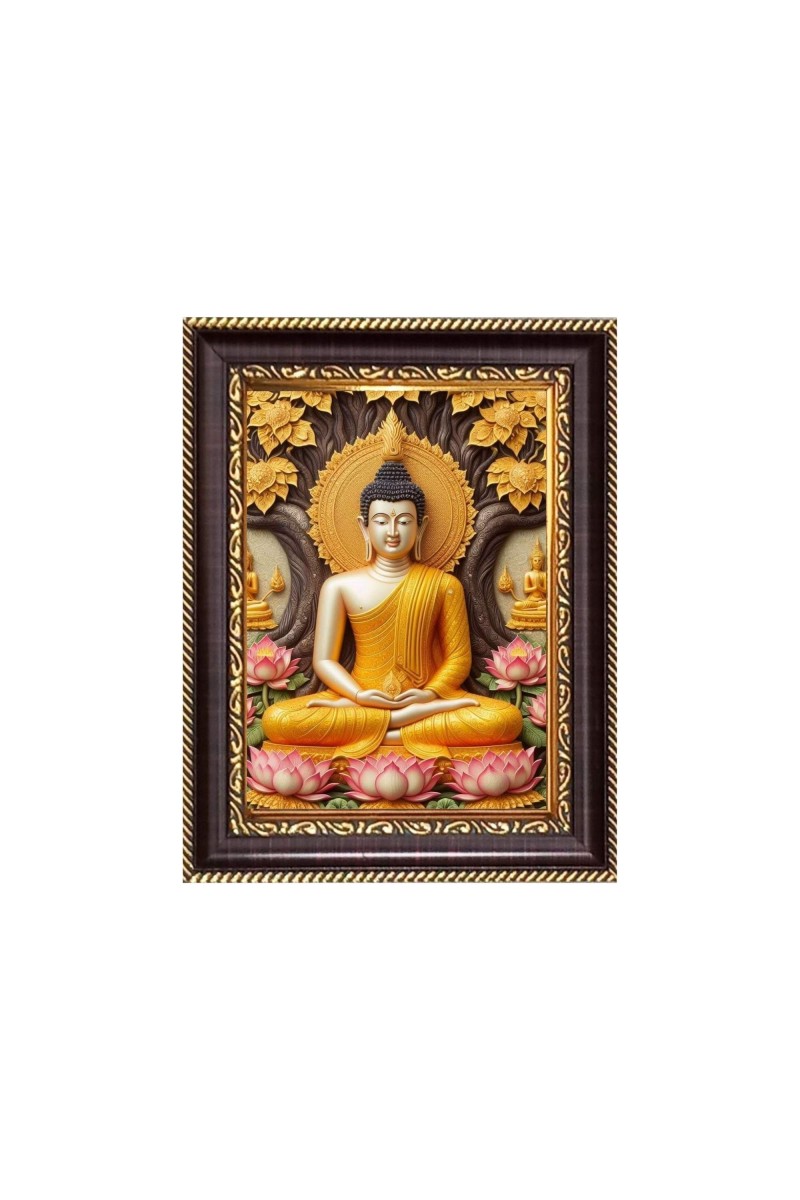 Lord Gautam Buddha Digital Print Photo 6.7x8.7 inches - Vibrant Religious Desk And Wall Art for Home , Office and Temple Decor and Gifting.