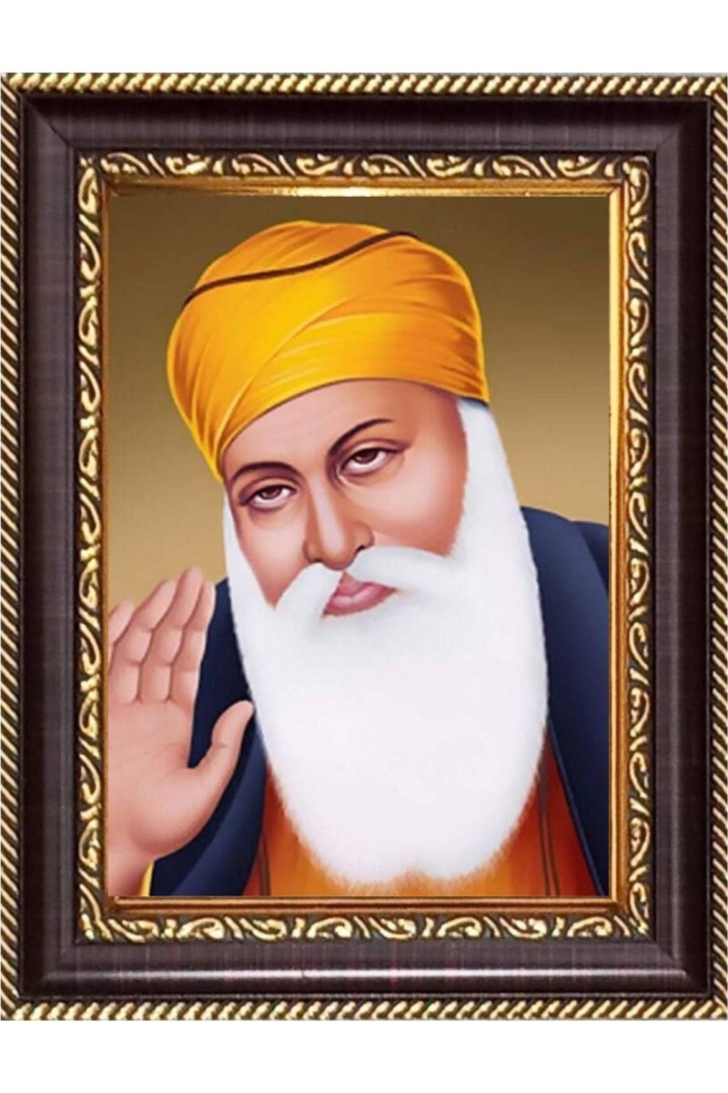 Sri Guru Nanak Digital Print Photo 6.7x8.7 inches - Vibrant Religious Desk And Wall Art for Home , Office and Temple Decor and Gifting.
