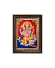 Sri Ganeshji Digital Print Photo 6.7x8.7 inches - Vibrant Religious Desk And Wall Art for Home , Office and Temple Decor and Gifting.