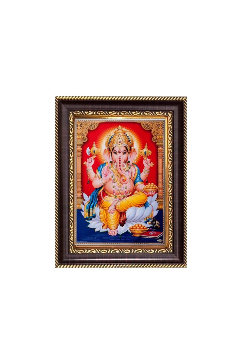 Sri Ganeshji Digital Print Photo 6.7x8.7 inches - Vibrant Religious Desk And Wall Art for Home , Office and Temple Decor and Gifting.