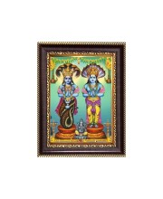 Lord Vishnu and Ganeshji Digital Print Photo 6.7x8.7 inches - Vibrant Religious Desk And Wall Art for Home , Office and Temple Decor and Gifting.