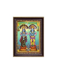 Lord Vishnu and Ganeshji Digital Print Photo 6.7x8.7 inches - Vibrant Religious Desk And Wall Art for Home , Office and Temple Decor and Gifting.