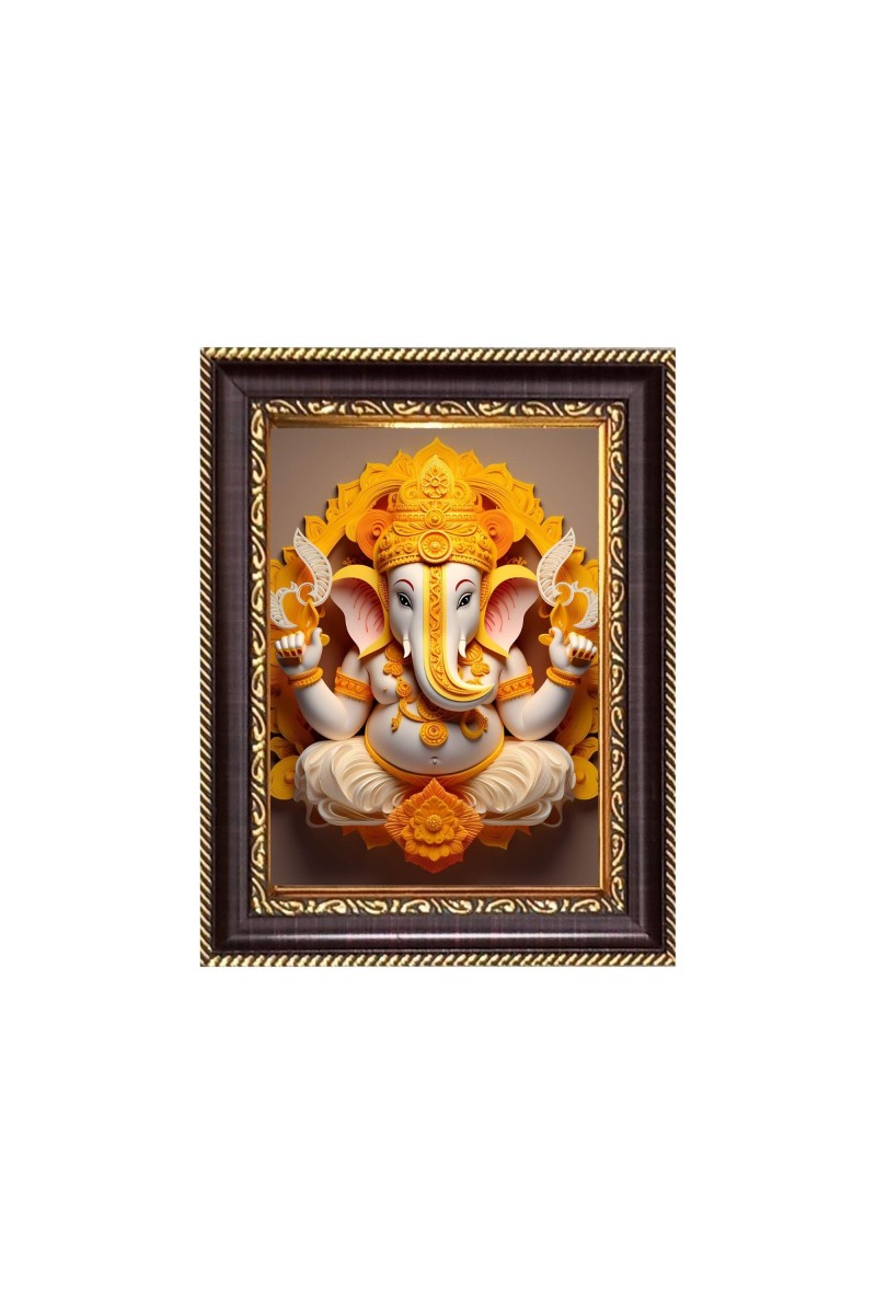 Sri Ganeshji Digital Print Photo 6.7x8.7 inches - Vibrant Religious Desk And Wall Art for Home , Office and Temple Decor and Gifting.