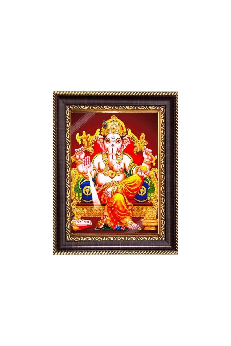 Sri Ganeshji Digital Print Photo 6.7x8.7 inches - Vibrant Religious Desk And Wall Art for Home , Office and Temple Decor and Gifting.