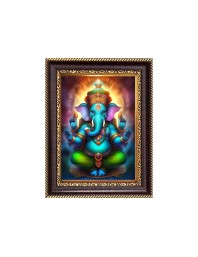 Sri Ganeshji Digital Print Photo 6.7x8.7 inches - Vibrant Religious Desk And Wall Art for Home , Office and Temple Decor and Gifting.