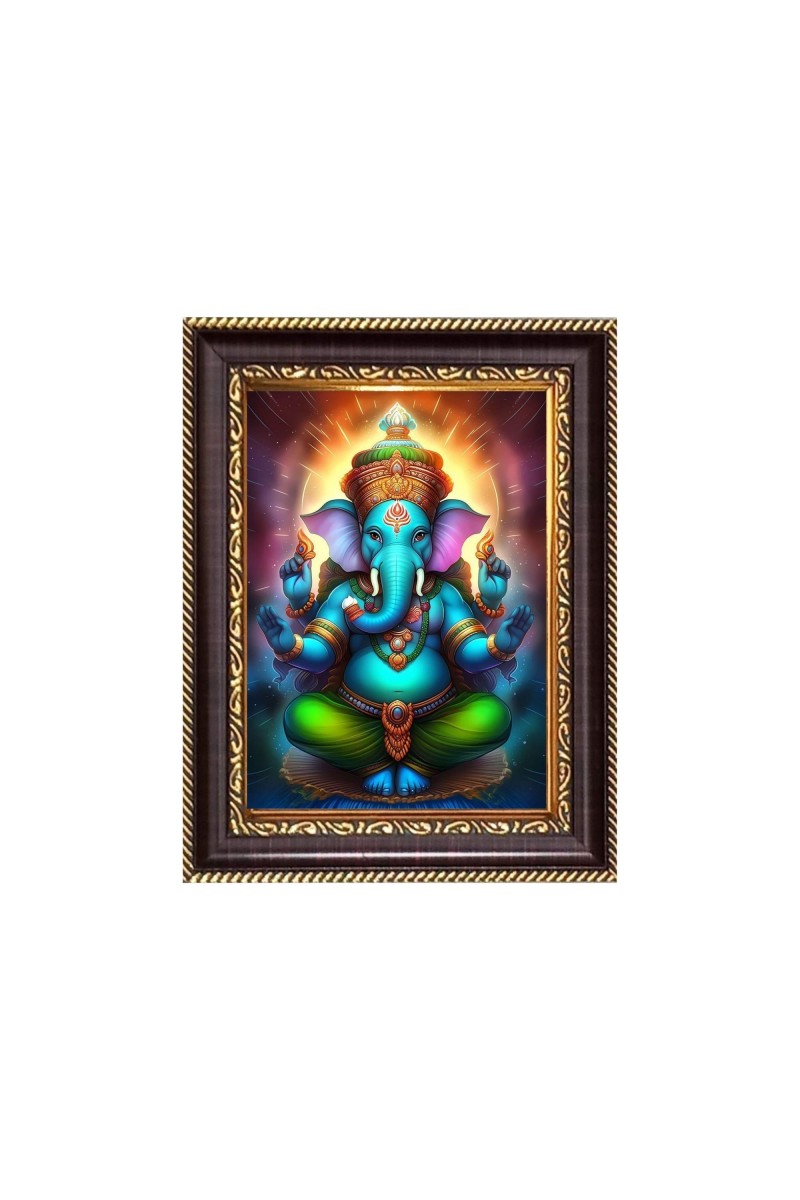 Sri Ganeshji Digital Print Photo 6.7x8.7 inches - Vibrant Religious Desk And Wall Art for Home , Office and Temple Decor and Gifting.