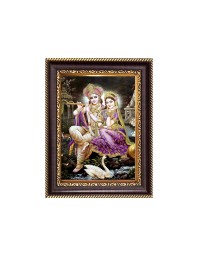 Sri Radha Krishna Digital Print Photo 6.7x8.7 inches - Vibrant Religious Desk And Wall Art for Home , Office and Temple Decor and Gifting.