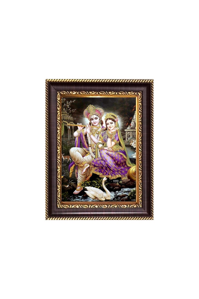 Sri Radha Krishna Digital Print Photo 6.7x8.7 inches - Vibrant Religious Desk And Wall Art for Home , Office and Temple Decor and Gifting.