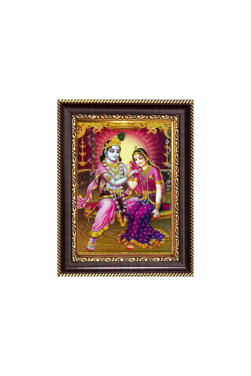 Sri Radha Krishna Digital Print Photo 6.7x8.7 inches - Vibrant Religious Desk And Wall Art for Home , Office and Temple Decor and Gifting.