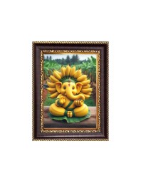 Sri Ganeshji Digital Print Photo 6.7x8.7 inches - Vibrant Religious Desk And Wall Art for Home , Office and Temple Decor and Gifting.