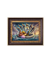 Lord Vishnu and Mata Lakshmi in Sheshnag  Digital Print Photo 6.7x8.7 inches - Vibrant Religious Desk And Wall Art for Home , Office and Temple Decor and Gifting.