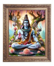 Lord Shiv Big Photo Frame - 10x14 Inches for Home ,Temple &  Office Decoration