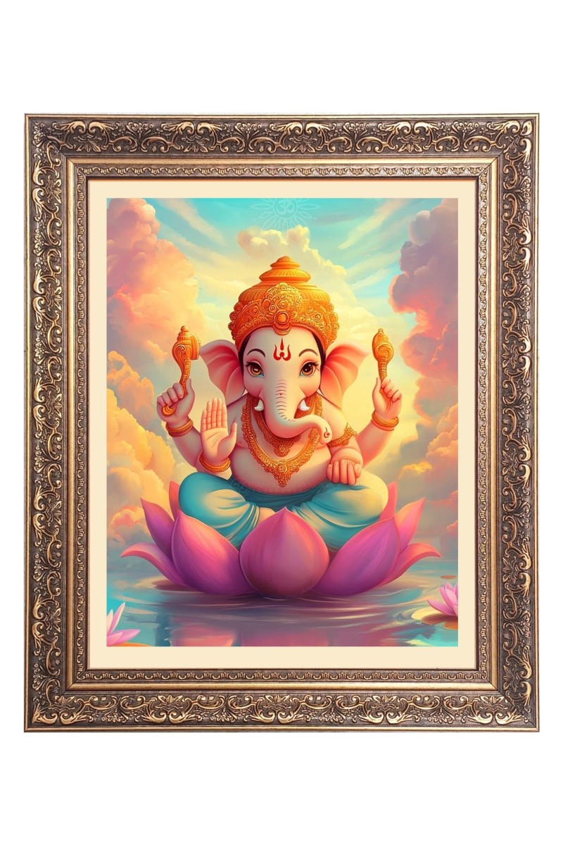 Sri Ganeshiji Big Photo Frame - 10x14 Inches for Home ,Temple &  Office Decoration