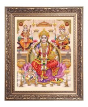 Mata Lakshmi, Sri Ganesh and Maa Saraswathi Big Photo Frame - 10x14 Inches for Home ,Temple &  Office Decoration