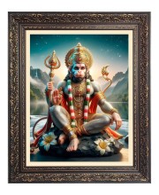 Sri Hanuman Big Photo Frame - 10x14 Inches for Home ,Temple &  Office Decoration