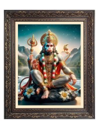 Sri Hanuman Big Photo Frame - 10x14 Inches for Home ,Temple &  Office Decoration