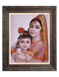 Baby Krishna with Maa yoshda Big Photo Frame - 10x14 Inches for Home ,Temple &  Office Decoration