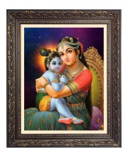 Baby Krishna with Maa yoshda Big Photo Frame - 10x14 Inches for Home ,Temple &  Office Decoration
