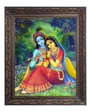 Sri Krishna and Sri Radha Big Photo Frame - 10x14 Inches for Home ,Temple &  Office Decoration