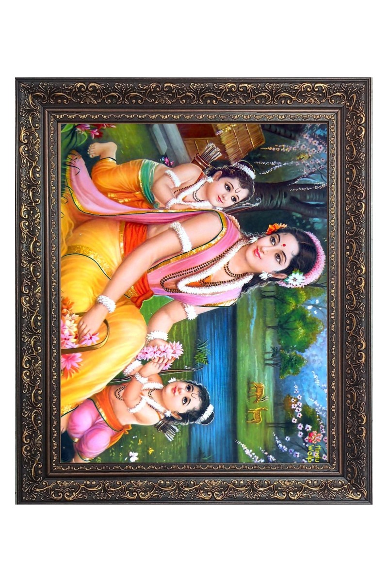 Maa Sita Luv and Kush Big Photo Frame - 10x14 Inches for Home ,Temple &  Office Decoration