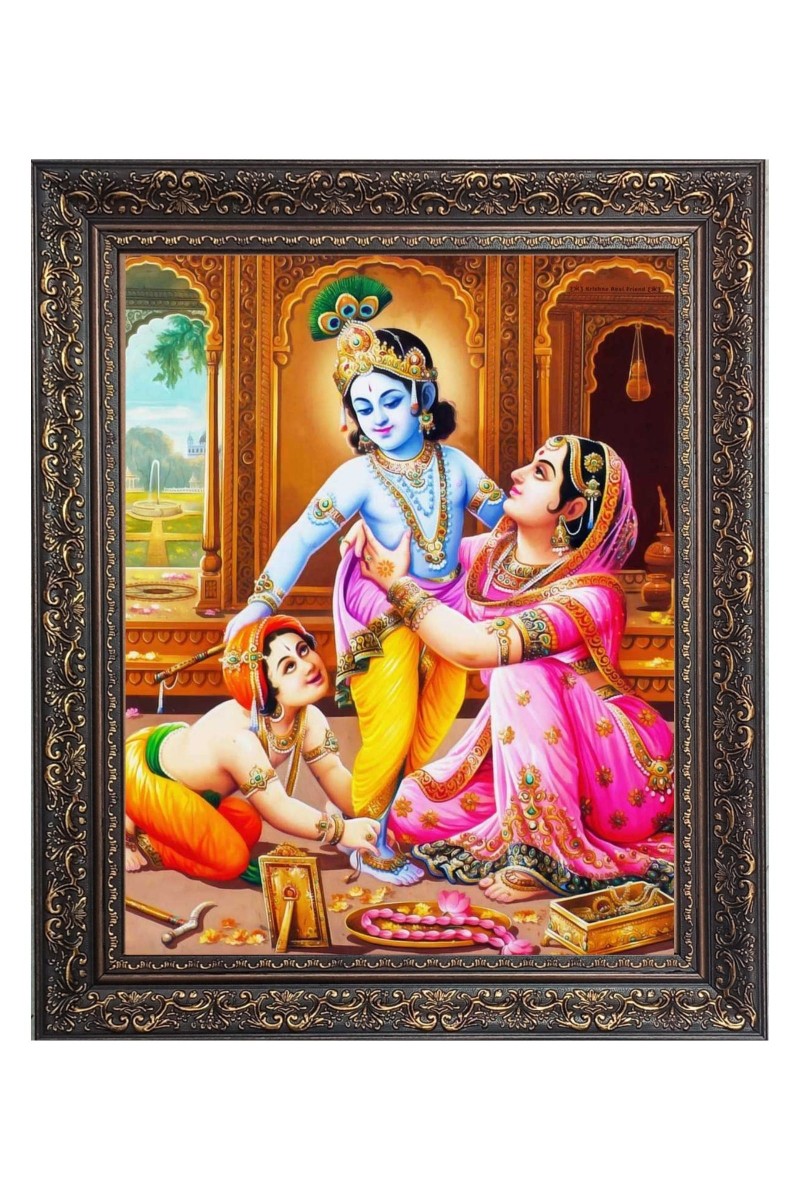 BabyKrishna with Yoshoda Big Photo Frame - 10x14 Inches for Home ,Temple &  Office Decoration