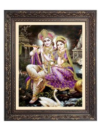 Sri Krishna and Sri Radha Big Photo Frame - 10x14 Inches for Home ,Temple &  Office Decoration