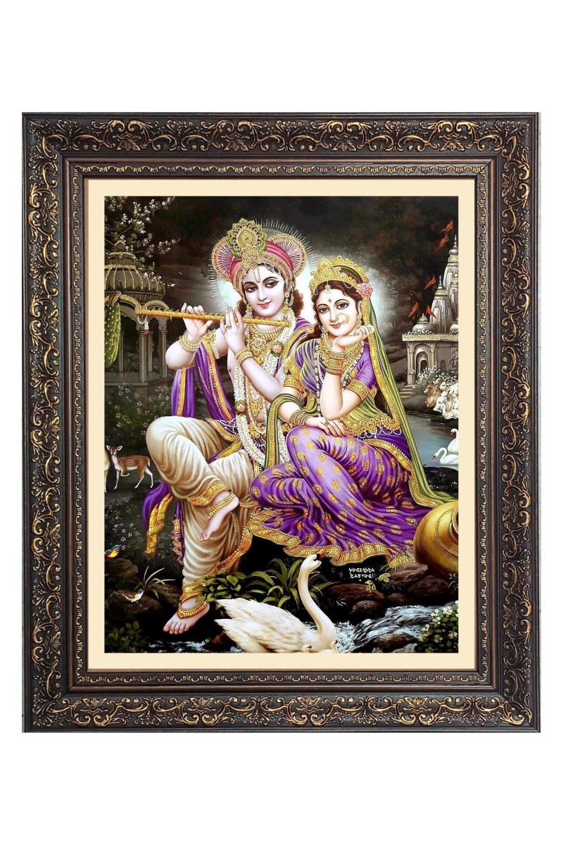 Sri Krishna and Sri Radha Big Photo Frame - 10x14 Inches for Home ,Temple &  Office Decoration