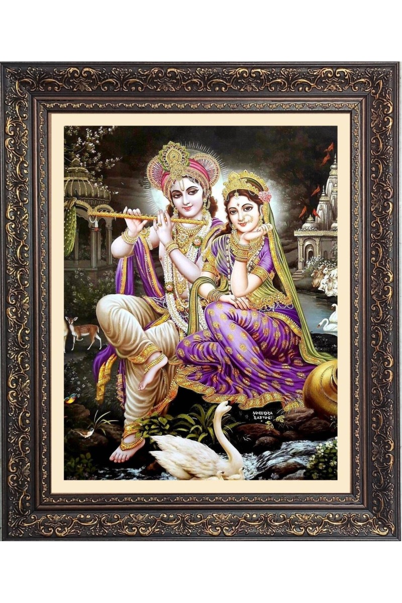 Sri Krishna and Sri Radha Big Photo Frame - 10x14 Inches for Home ,Temple &  Office Decoration