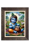 Baby Krishna Big Photo Frame - 10x14 Inches for Home ,Temple &  Office Decoration