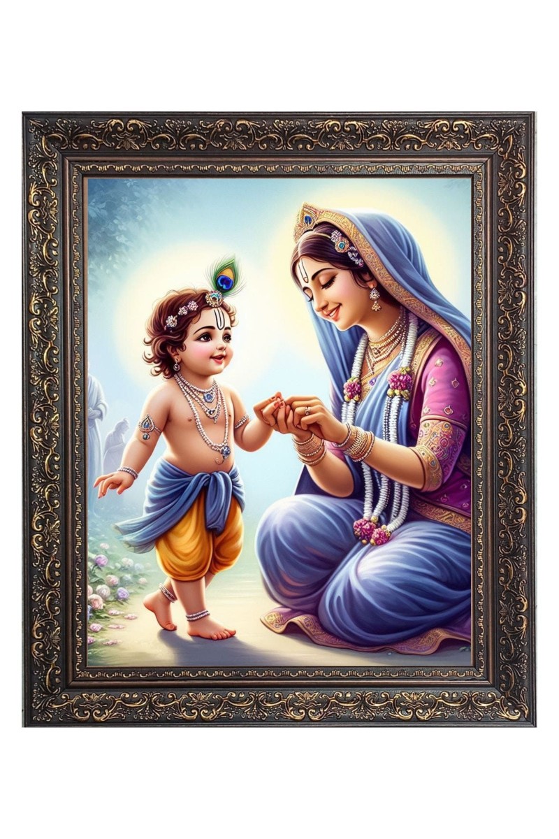Maa Yoshada with Baby Krisha Big Photo Frame - 10x14 Inches for Home ,Temple &  Office Decoration