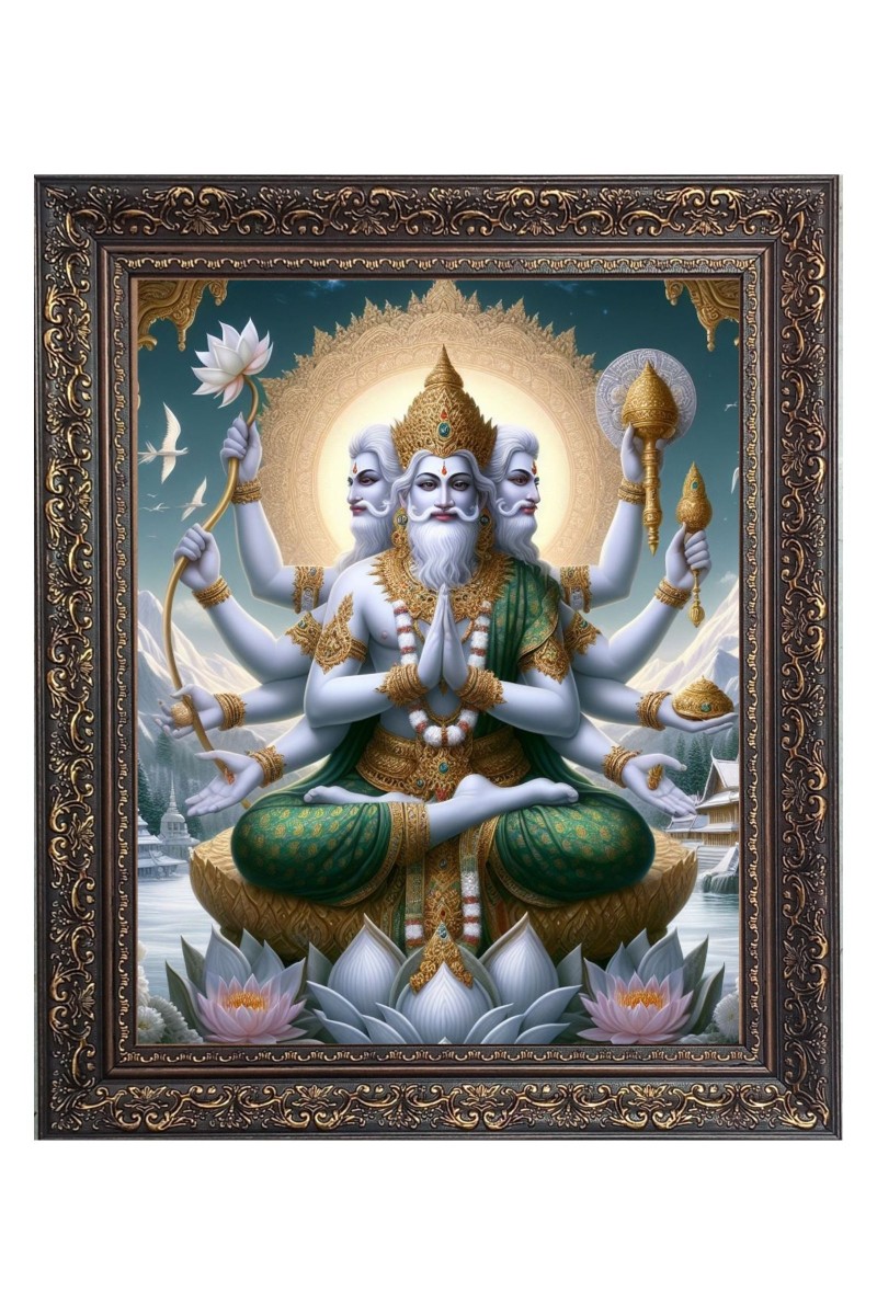 Lord Brahma  Big Photo Frame - 10x14 Inches for Home ,Temple &  Office Decoration