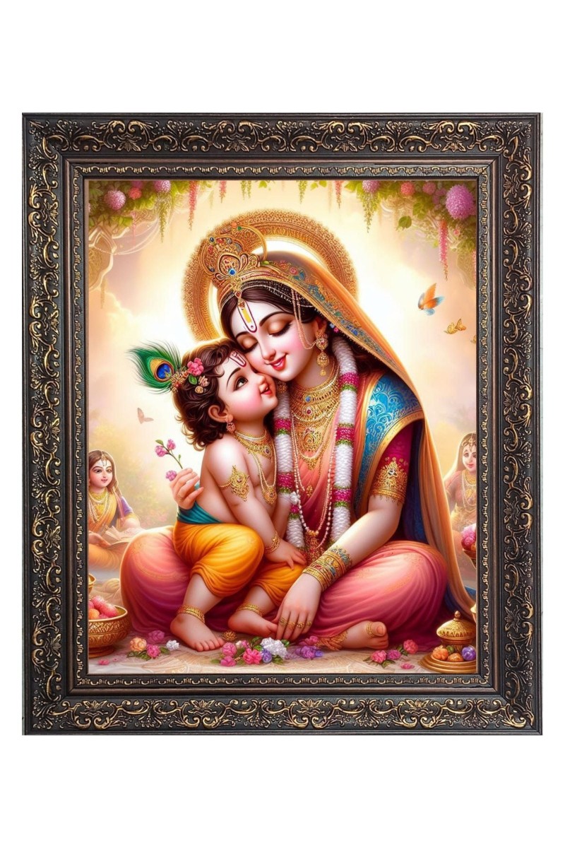 Maa Yoshoda with baby krishna Big Photo Frame - 10x14 Inches for Home ,Temple &  Office Decoration