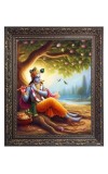 Sri Krishna with flute Big Photo Frame - 10x14 Inches for Home ,Temple &  Office Decoration