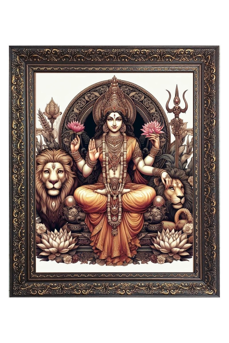 Goddess Durga Big Photo Frame - 10x14 Inches for Home ,Temple &  Office Decoration