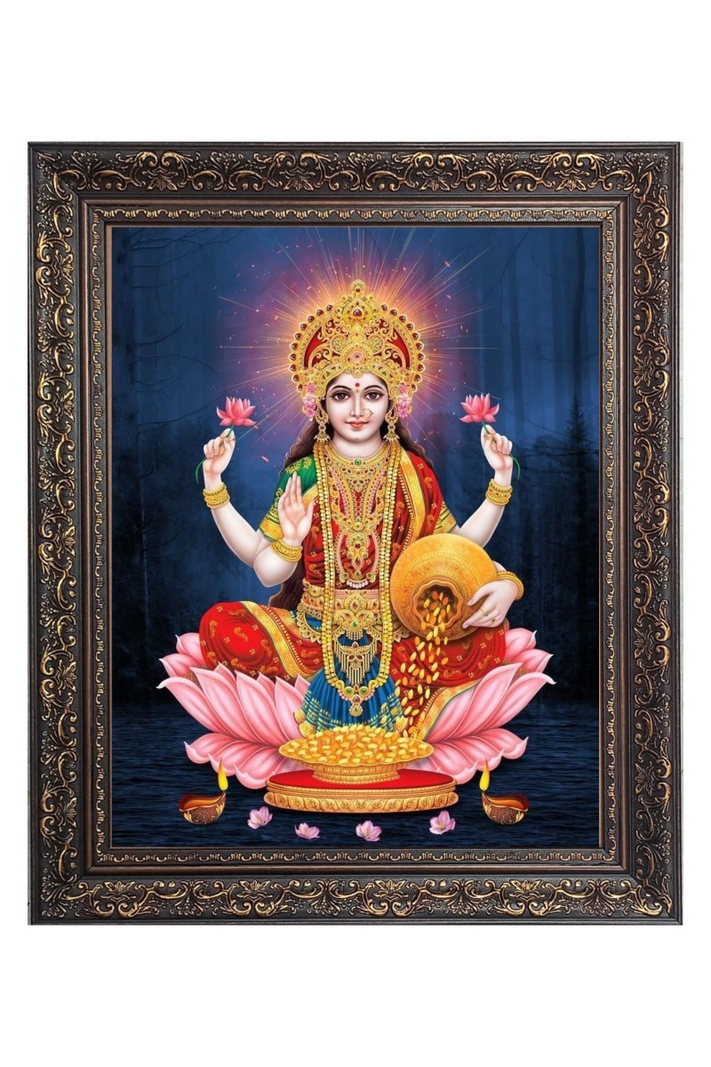 Mata Lakshmi (Laxmi) Big Photo Frame - 10x14 Inches for Home ,Temple &  Office Decoration