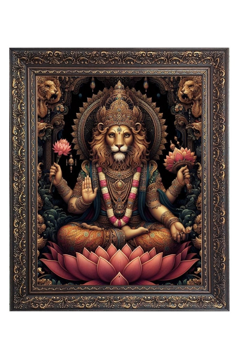 Narasimha Big Photo Frame - 10x14 Inches for Home ,Temple &  Office Decoration