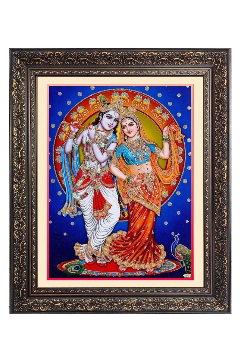 Sri Radha and Sri Krishna Big Photo Frame - 10x14 Inches for Home ,Temple &  Office Decoration