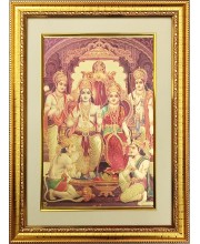 Sri Ram Darbar Golden Photo 11.5x15.5 Inches Perfect for Home, Office & Temple Decoration