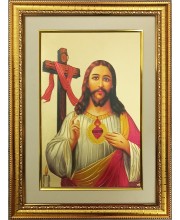 Jesus Christ Golden Photo 11.5x15.5 Inches Perfect for Home, Office & Temple Decoration